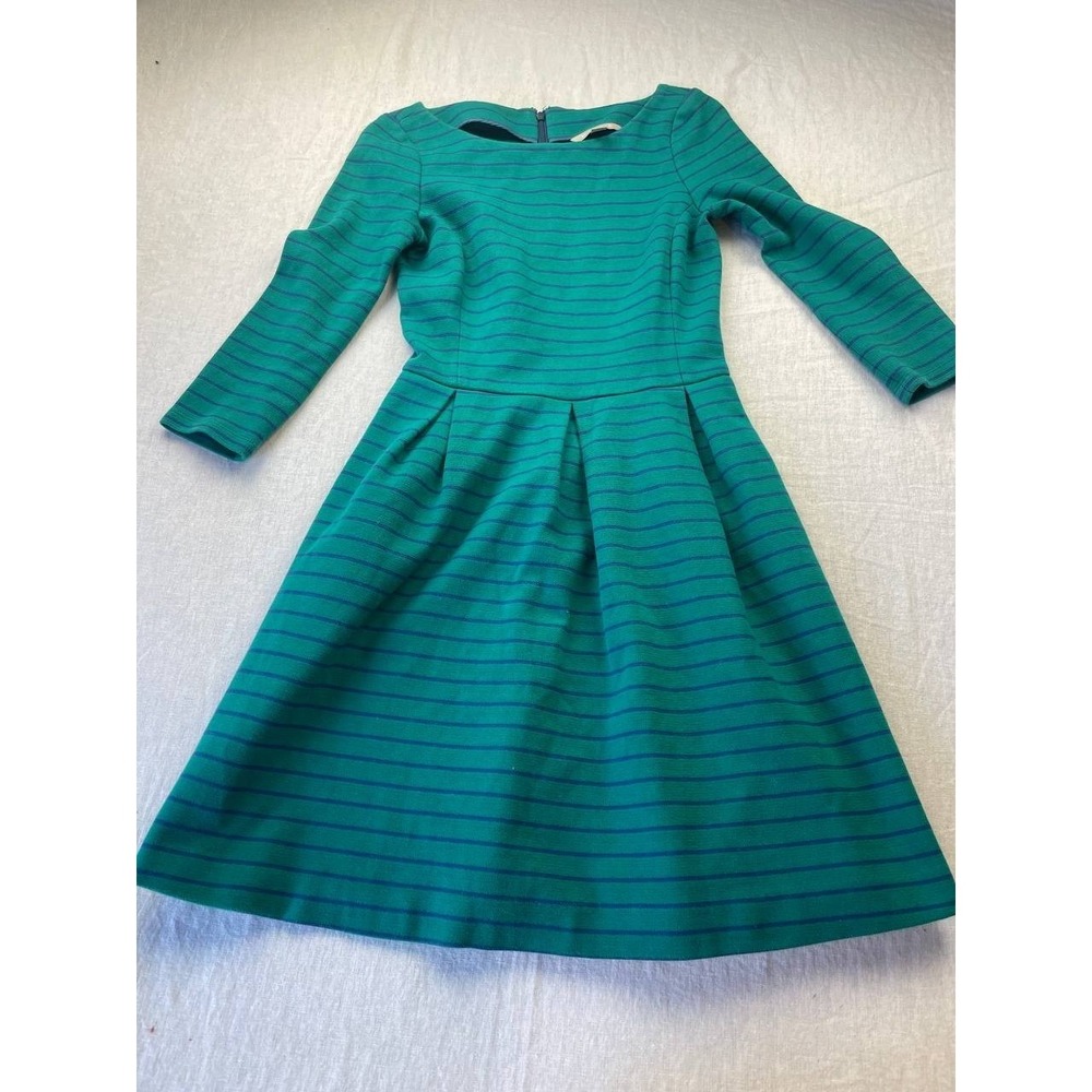 Banana Republic Dress Size 0 Womens Size  Teal Green Striped Fit & Flare Knee